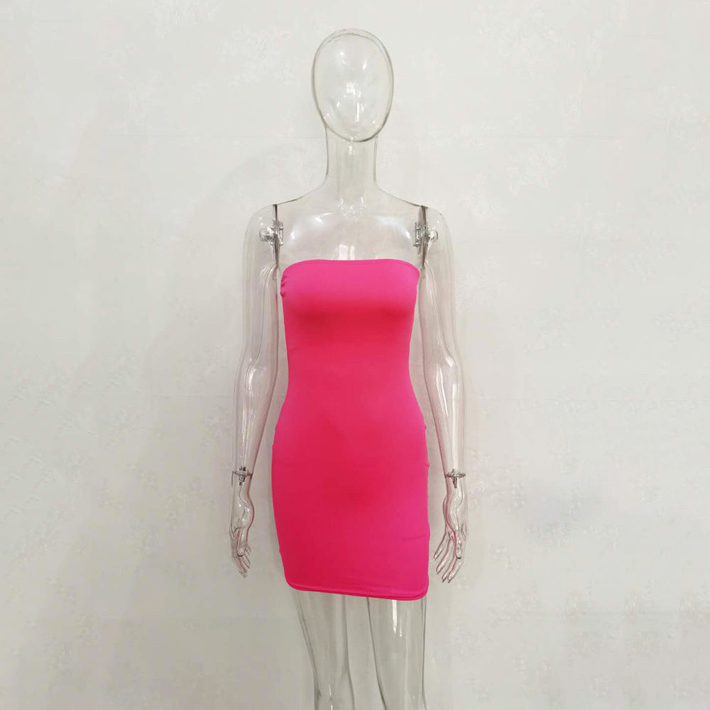 One-line Collar Hip Wrap Hundred Dresses For Women