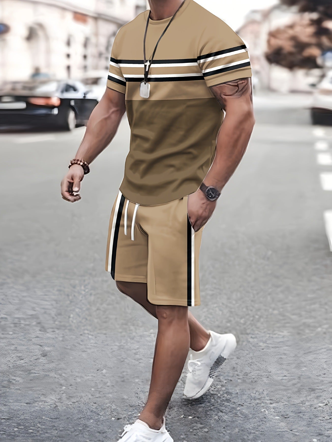 Short Sleeve Shorts Suit 3d Printing Fashion Men